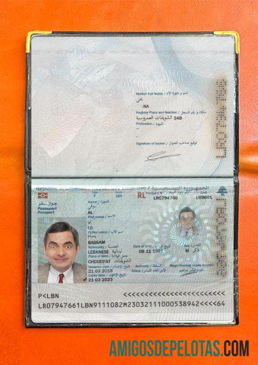 Passaporte do Líbano 2018 Presente Photolook exemplo